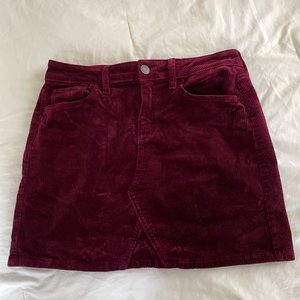 Red Corduroy midi Skirt with pockets SO